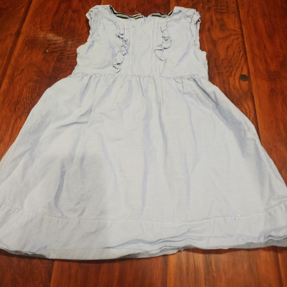 Blue white striped cap sleeve dress